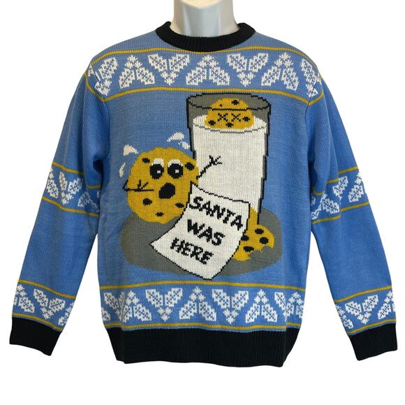 FunQi SANTA WAS HERE Drowned Cookie Ugly Christmas Sweater Size Small NWOT - Picture 1 of 4